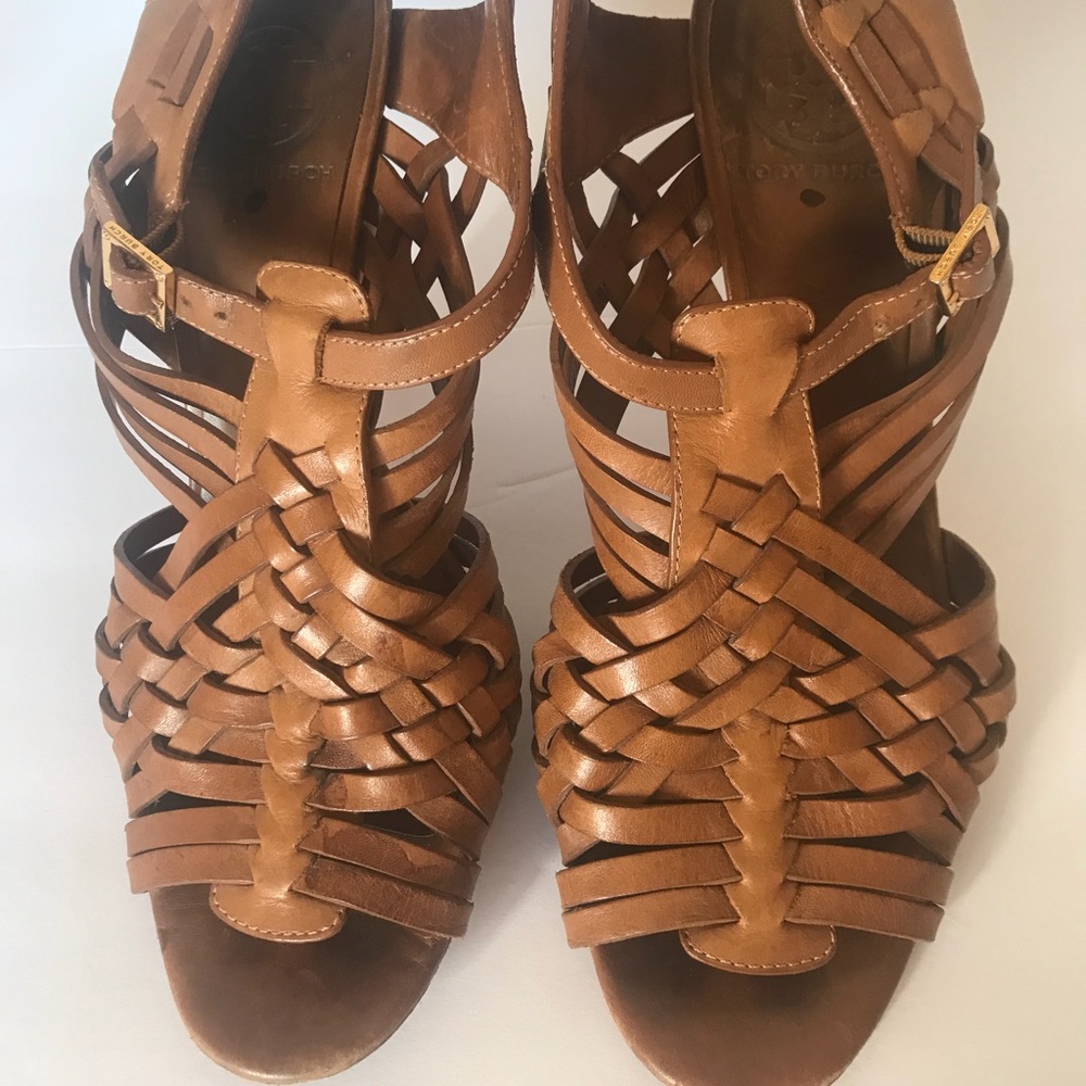 Tory Burch all leather high heel brown sandals
